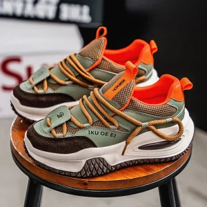 Plus Size 48 Green Trend Sneakers Male Breathable Chunky Casual Sneakers Man Lace-up Original Designer Shoes Men zapatos hombre